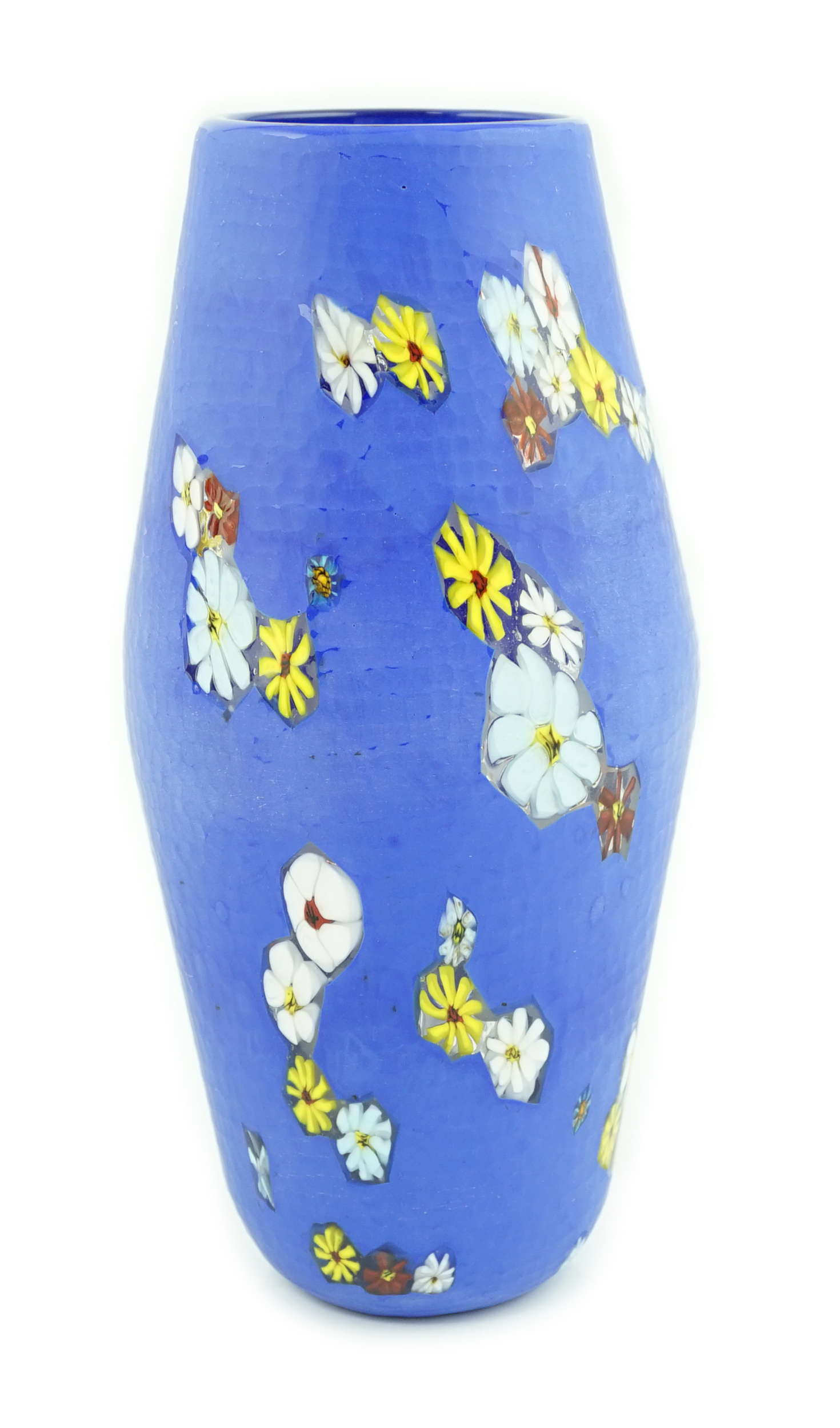 Vittorio Ferro (1932-2012) A Murano glass Murrine vase, the blue ground scattered with polychrome flowers, unsigned, 29cm, Please note this lot attracts an additional import tax of 20% on the hammer price